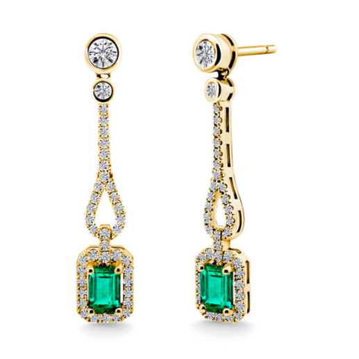Pendiente Esmeralda Oro Amarillo Diamantes Royal Jewels - Pendientes de Esmeraldas