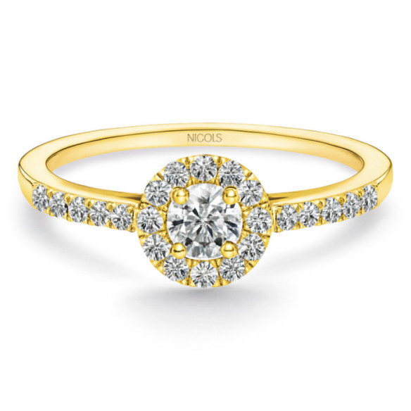 Anillo Solitario Diamante Oro Amarillo Clavel 0,15ct. - Brillante