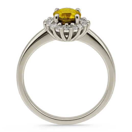 Anillo Zafiro Amarillo Dalia 0.90 - Anillos Compromiso Aniversario 2