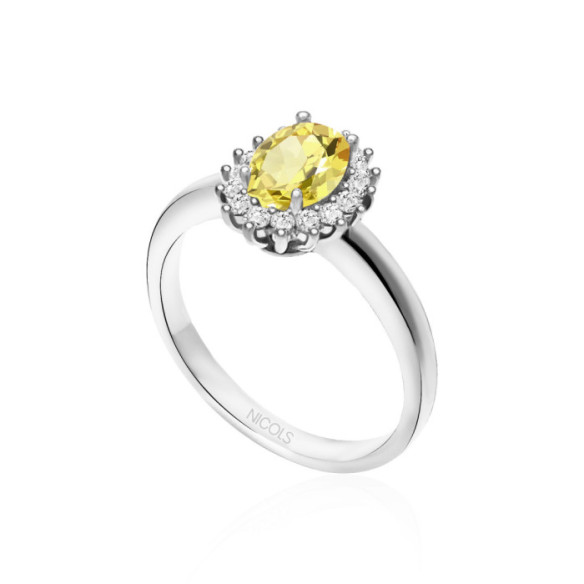 Anillo Zafiro Amarillo Dalia 0.90 - Anillos Compromiso Aniversario