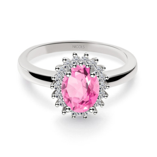 Anillo Zafiro Rosa Dalia 0.90 - Impegno di anniversario degli anelli