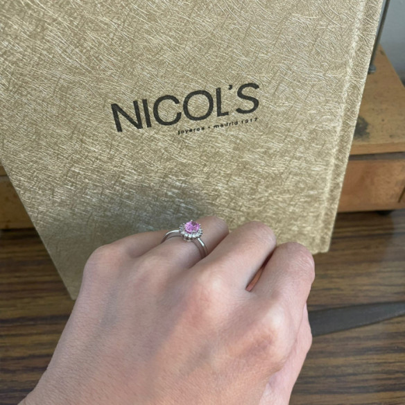 Anillo Zafiro Rosa Dalia 0.90 - Compromisso de aniversário de anéis