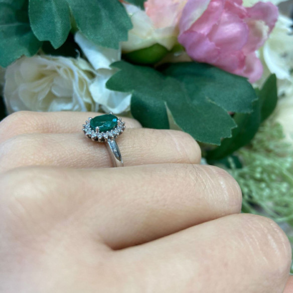 Anillo Compromiso Esmeralda Dalia 1.00 - Bagues de fiançailles d'anniversaire