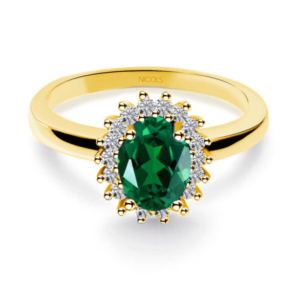Anillo Esmeralda Oro Amarillo Dalia 1.00 - Impegno di anniversario degli anelli