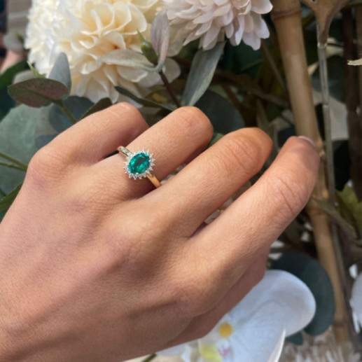 Anillo Esmeralda Oro Amarillo Dalia 1.00 - Jubiläums Verlobungsringe 2
