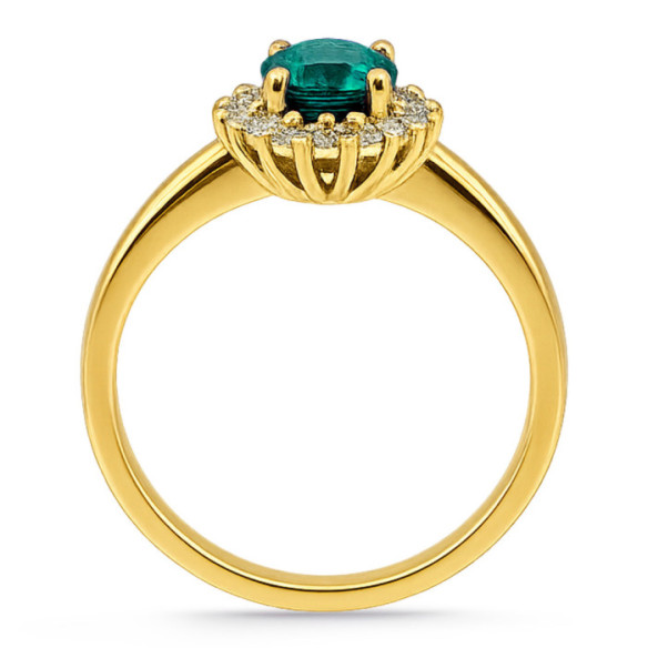 Anillo Esmeralda Oro Amarillo Dalia 1.00 - Anillos Compromiso Aniversario