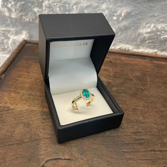 Anillo Esmeralda Oro Amarillo Dalia 1.00 - Impegno di anniversario degli anelli