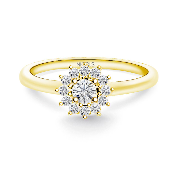 Anillo Diamantes Margarita Oro amarillo - Talla Brillante