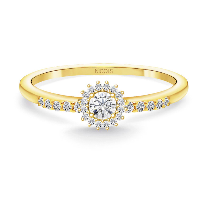 Anillo Solitario Margarita 0.15 brazo diamantes Oro Amarillo - Versprechen Ringe Diamanten