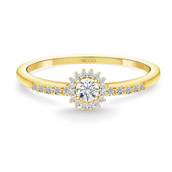 Anillo Solitario Margarita 0.15 brazo diamantes Oro Amarillo - Anillos de Promesa Diamantes