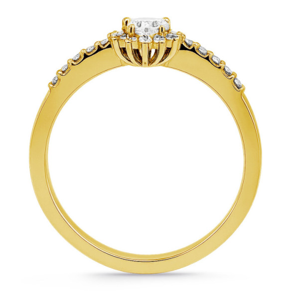 Anillo Solitario Margarita 0.15 brazo diamantes Oro Amarillo - Promessa anéis diamantes