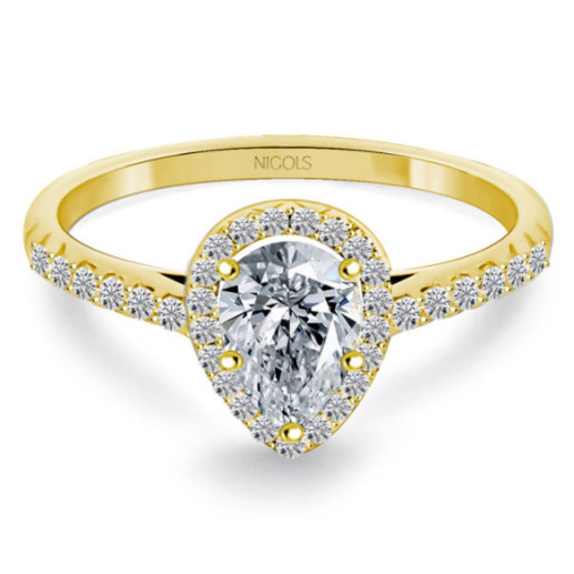 Anillo Solitario Diamante Pera Oro Amarillo Alma - Talla Pera