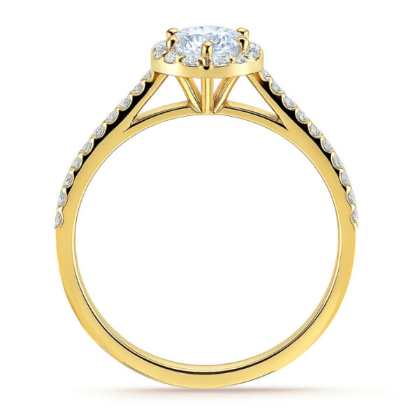Alma Yellow Gold Pear Diamond Solitaire Ring - Talla Pera