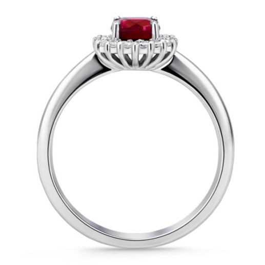 Anillo rubi Margarita 0.60 diamantes en orla - Anillos de Compromiso Rojo 2