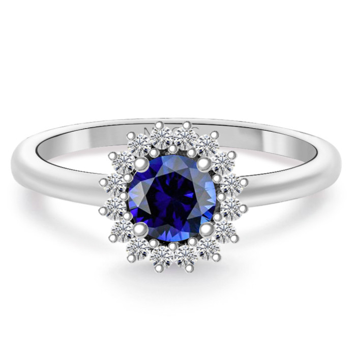 Anillo Zafiro Margarita 0.60 diamantes en orla - Saphiringe