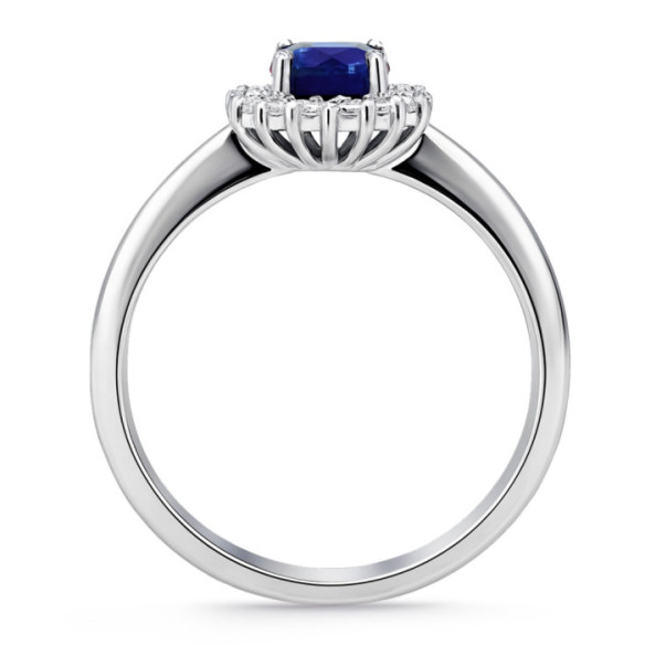 Margarita Sapphire Ring with 0.60 diamonds in border - Sapphire rings