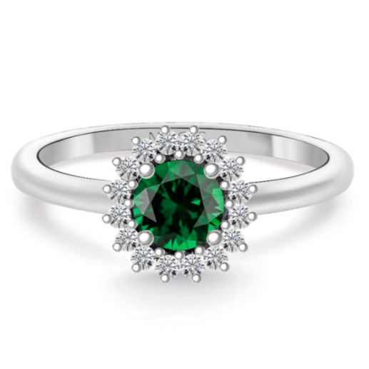 Anillo esmeralda Margarita 0.60 diamantes en orla - Anillos de Esmeralda