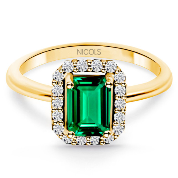 Anillo Esmeralda y Diamantes Sunset 0.75 Ct - Anéis esmeralda