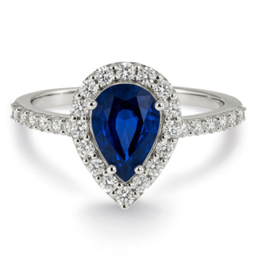 Anillo Zafiro Sunset Drop 0.69Ct Oro Blanco - Compromisso de aniversário de anéis