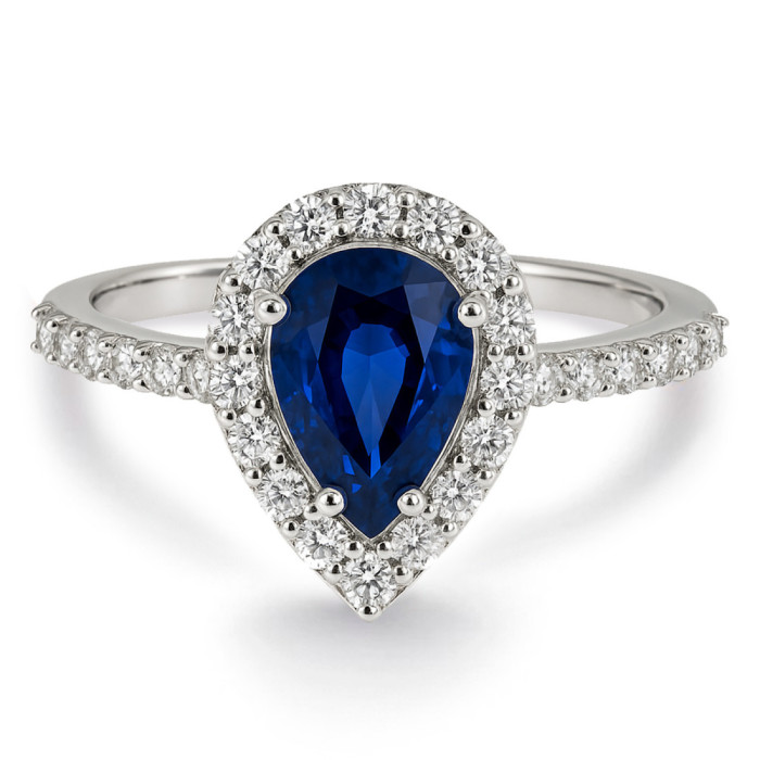 Anillo Zafiro Sunset Drop 0.69Ct Oro Blanco - Anillos Compromiso Aniversario