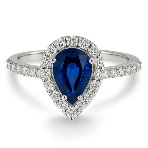 Sapphire Ring 0.69ct White Gold SUNSET DROP - Anniversary Rings
