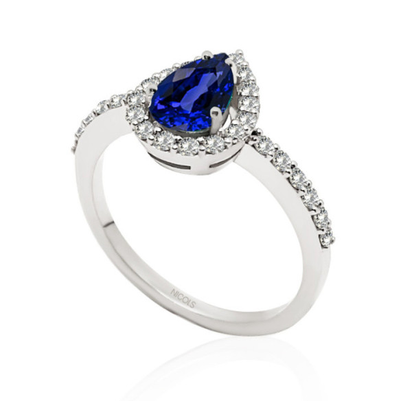 Anillo Zafiro Sunset Drop 0.69Ct Oro Blanco - Bagues de fiançailles d'anniversaire
