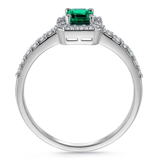 Anillo Esmeralda Sunset Rectangle 0.55Ct Oro Blanco - ANELLI 2