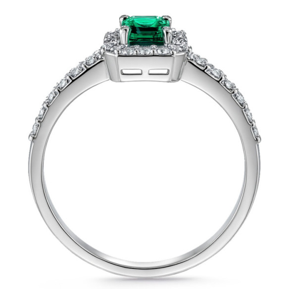 Anillo Esmeralda Sunset Rectangle 0.55Ct Oro Blanco - RINGE