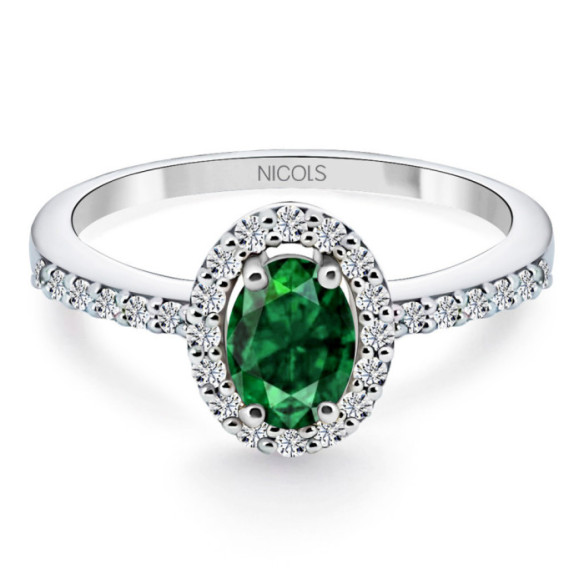 Anillo Esmeralda Verde Dalia Sunset 0.60 - Anillos de Compromiso Verde