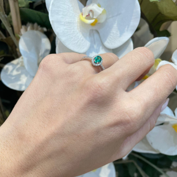 Anillo Esmeralda Verde Dalia Sunset 0.60 - Anelli di fidanzamento verde