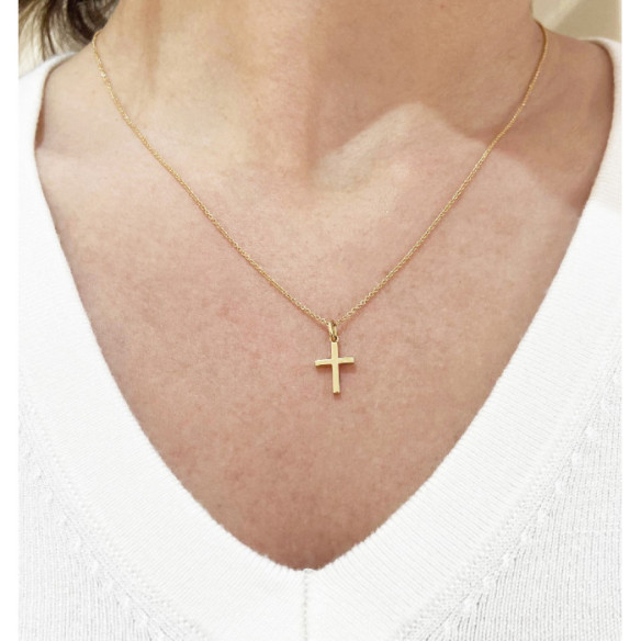 Cruz Oro Lisa Maciza Palo Xs 12x8mm - Des croix