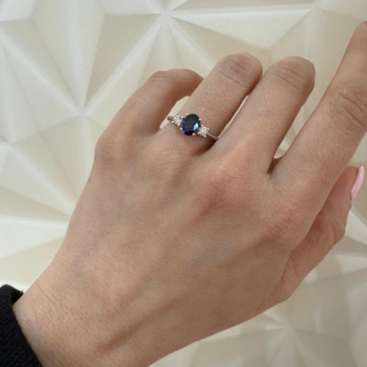Sunset Oval Triplet Sapphire and Diamond Ring - Sapphire rings 2
