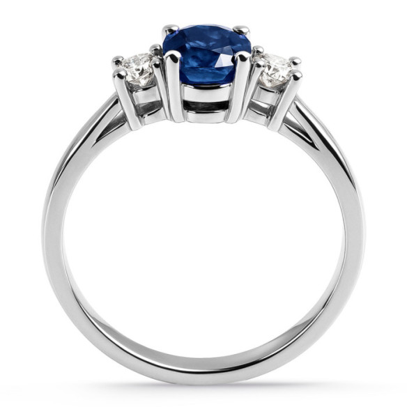 Anillo zafiro oval y diamantes tresillo Sunset Oval - Saphiringe