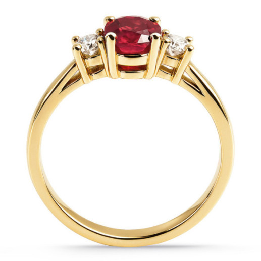 Anillo oro amarillo con rubí y diamantes tresillo Sunset Oval - Rubinringe 2