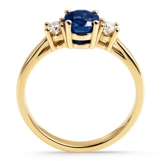 Anillo oro amarillo con zafiro y diamantes tresillo Sunset Oval - Saphiringe 2