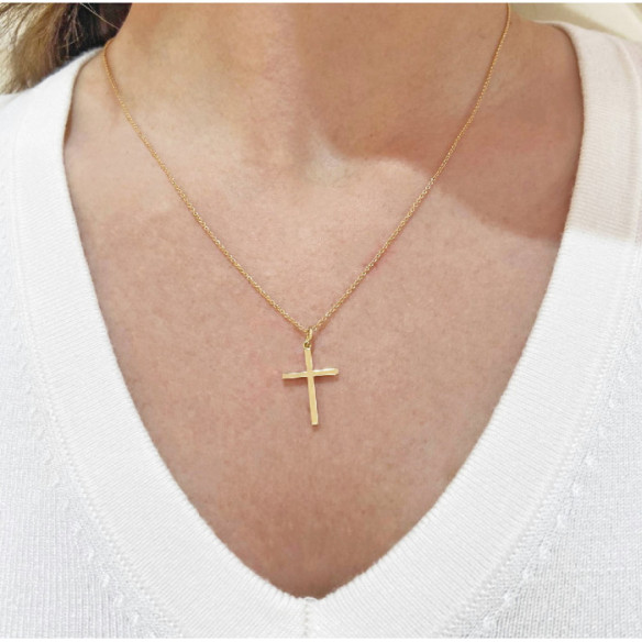 Cruz Oro Lisa Maciza Palo M - Des croix