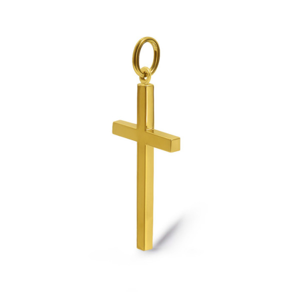 Kreuzstab aus massivem, glattem Gold, L 20 x 13 mm - Kreuze
