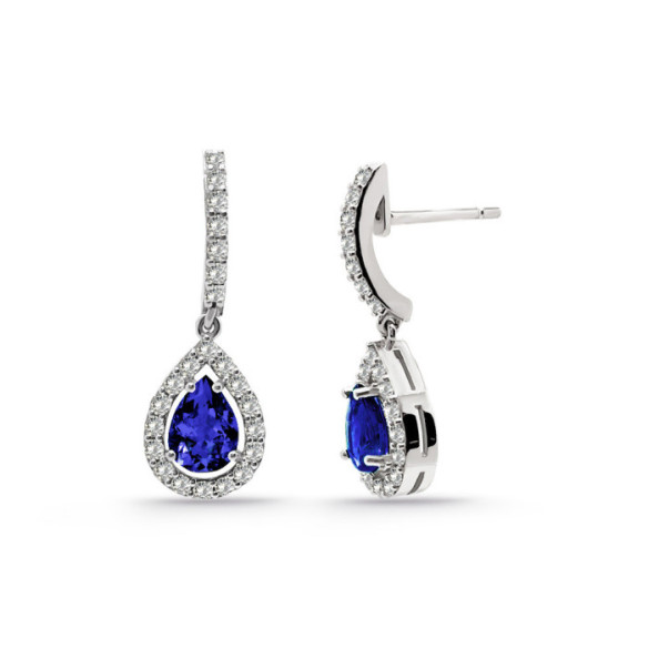 Pendientes Zafiro Sunset Drop 1.30Ct Oro Blanco - Boucles d'oreilles saphir