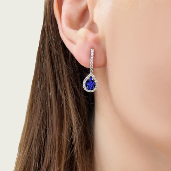Pendientes Zafiro Sunset Drop 1.30Ct Oro Blanco - Saphirohrringe