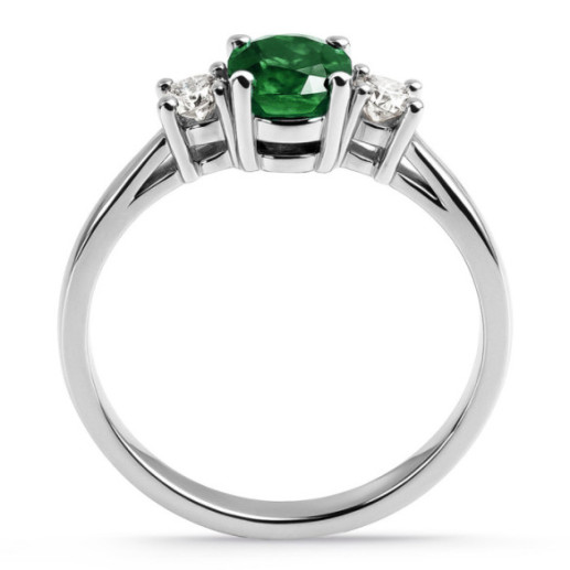 Anillo esmeralda y brillantes tresillo Sunset Oval - Smeraldo 2