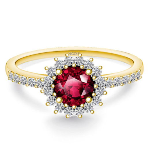Anillo Rubí Margarita 0.60 - Anillos de Rubí