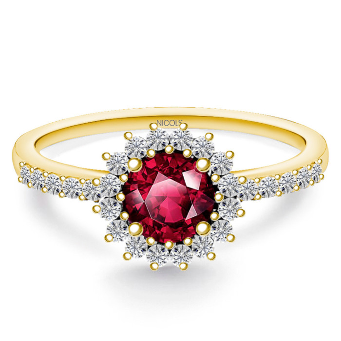 Anillo Rubí Margarita 0.60 - Anillos de Rubí