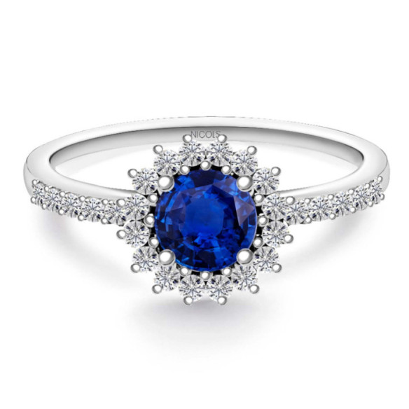 Anillo Zafiro Margarita 0.60 - Anelli zaffiro