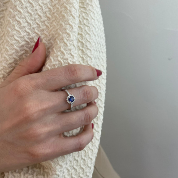 Anillo Zafiro Margarita 0.60 - Anéis de safira