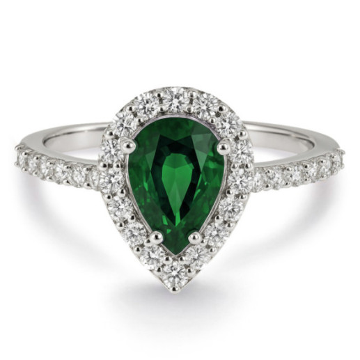 Anillo Esmeralda Sunset Drop 0.69Ct Oro Blanco - Anillos Compromiso Aniversario