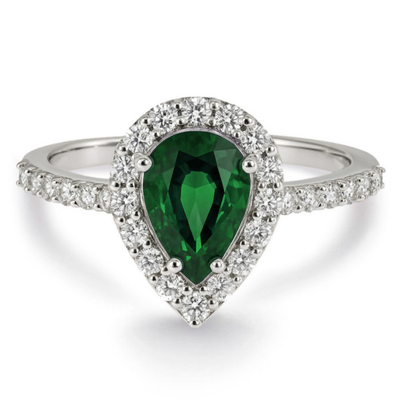 Anillo Esmeralda Sunset Drop 0.69Ct Oro Blanco - Jubiläums Verlobungsringe
