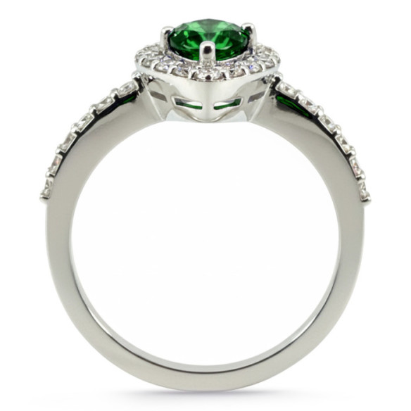 Emerald Ring 0.69ct White Gold SUNSET DROP - Anniversary Rings