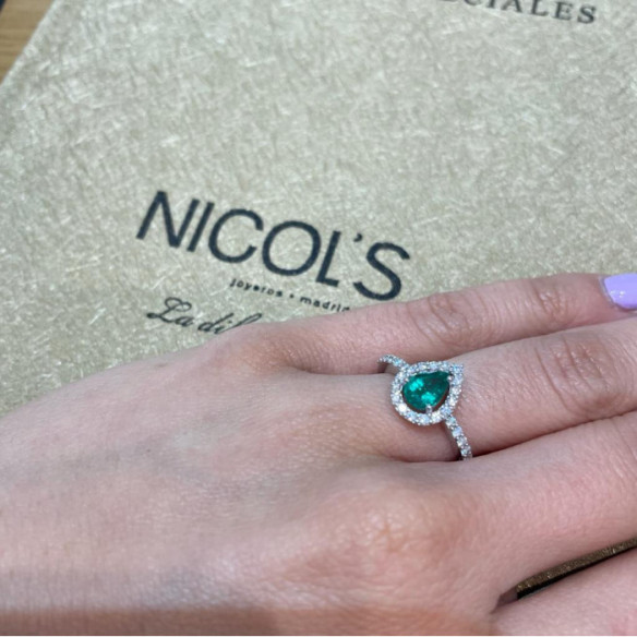 Emerald Ring 0.69ct White Gold SUNSET DROP - Anniversary Rings