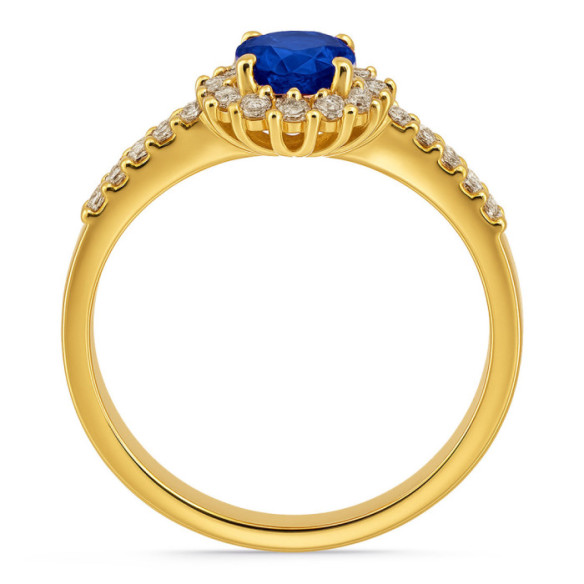 Anillo Zafiro Diamantes Oro Amarillo Margarita - Anillos de Zafiro
