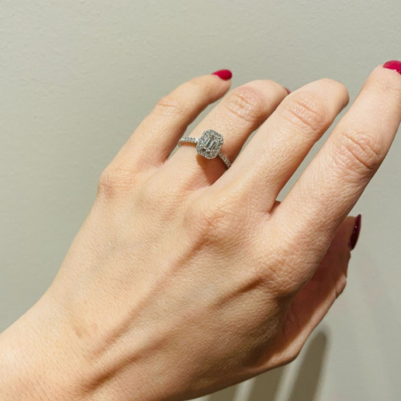 Anillo Compromiso Diamante 0.50 Talla Esmeralda Seline - Smeraldo
